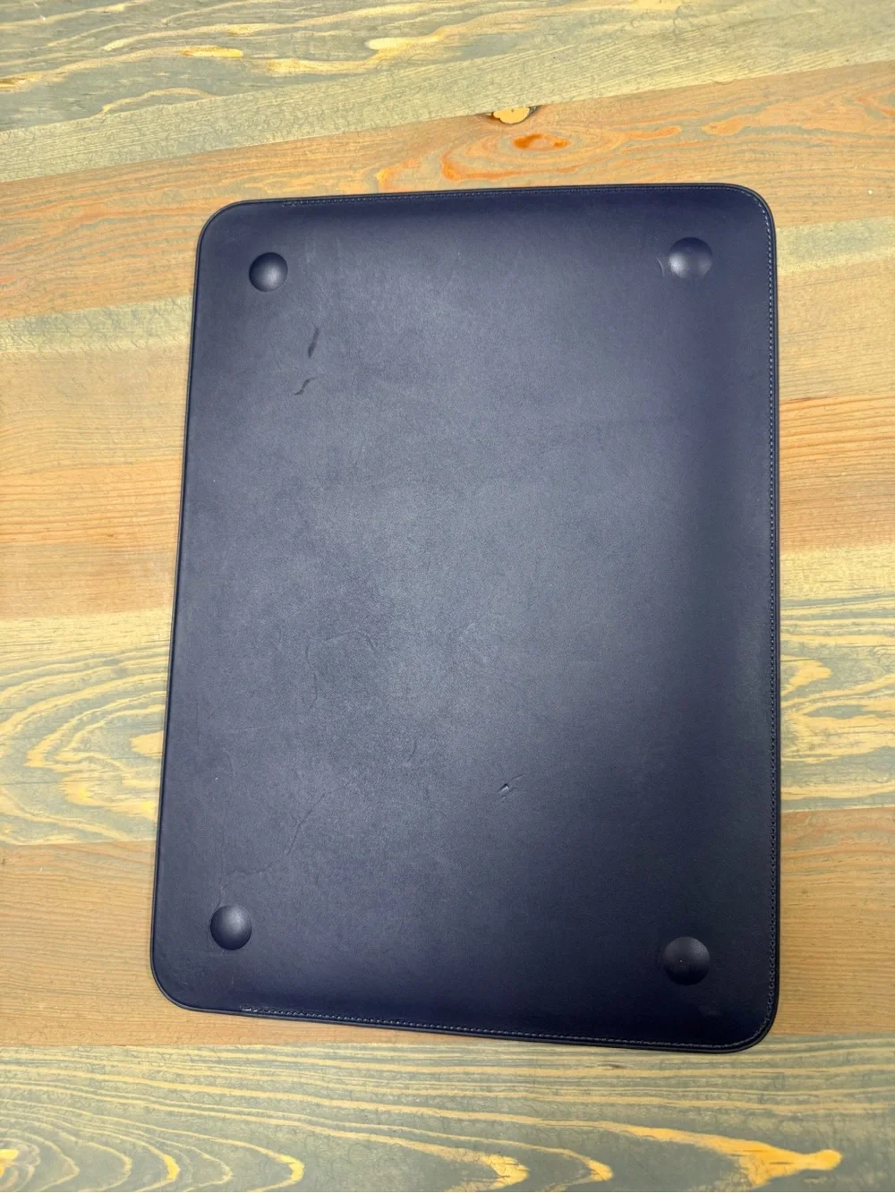 Apple Navy Blue Leather 13 inch laptop or tablet Sleeve with Apple Logo